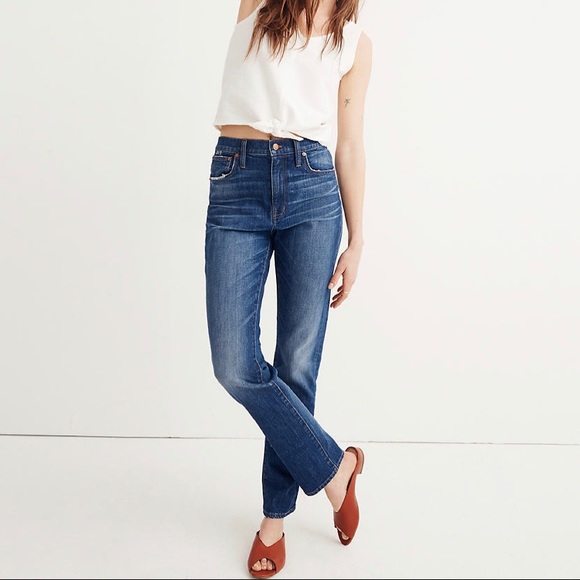madewell high rise slim crop boyjean